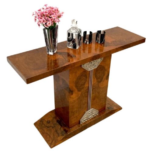 ART DECO HIGH END WALNUT CONSOLESIDE TABLE FRENCH C1930 - ADDITIONAL PHOTO 14