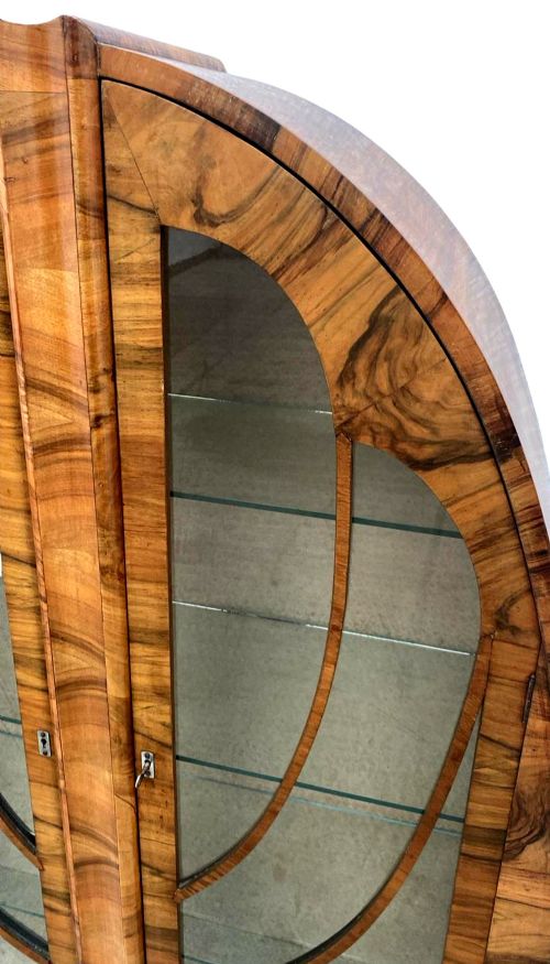 ART DECO RARE CATHEDRAL DISPLAY VITRINE CABINET IN WALNUT ENGLISH 1930S - ADDITIONAL PHOTO 12