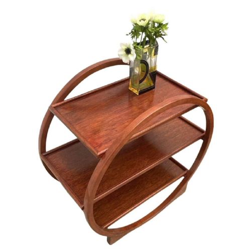 ART DECO CIRCULAR WALNUT DRINKS BAR CART TROLLEY ENGLISH 1930S - ADDITIONAL PHOTO 6