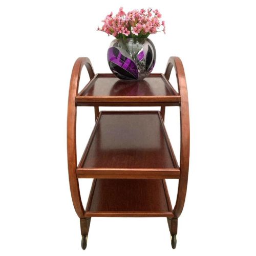 ART DECO CIRCULAR WALNUT DRINKS BAR CART TROLLEY ENGLISH 1930S - ADDITIONAL PHOTO 10