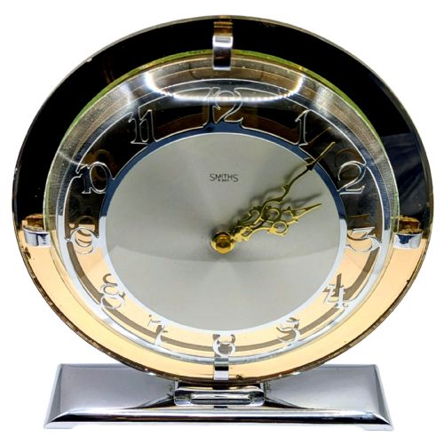 ART DECO PEACH MIRROR GLASS MANTLE CLOCK BY SMITHS CLOCK COMPANY C1930 - ADDITIONAL PHOTO 5