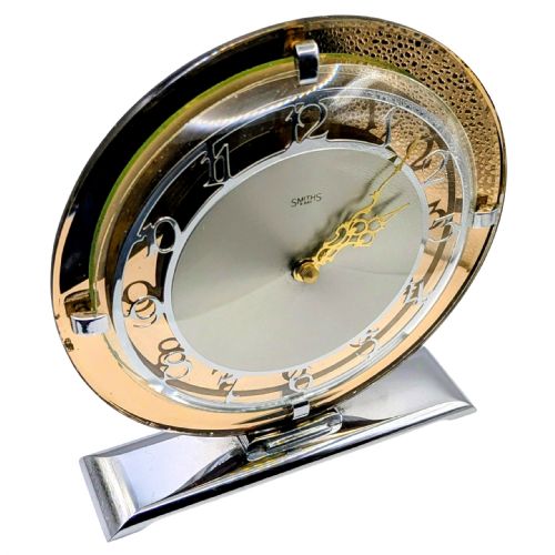 ART DECO PEACH MIRROR GLASS MANTLE CLOCK BY SMITHS CLOCK COMPANY C1930 - ADDITIONAL PHOTO 7