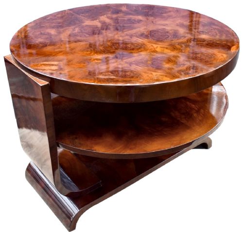 SPECTACULAR ART DECO HIGH END TWO TIER WALNUT TABLE C1930 - ADDITIONAL PHOTO 2