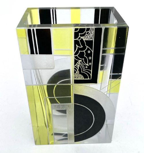 ART DECO GLASS ETCHED VASE BY KARL PALDA C1935 - ADDITIONAL PHOTO 5
