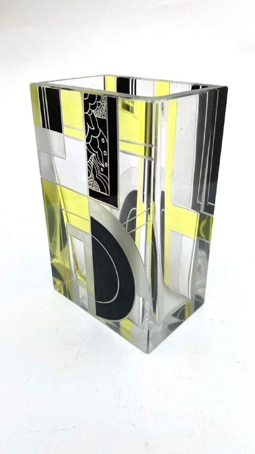ART DECO GLASS ETCHED VASE BY KARL PALDA C1935 - ADDITIONAL PHOTO 6
