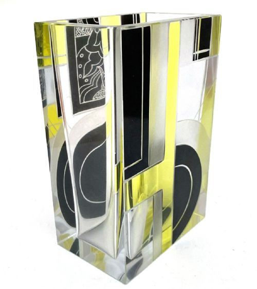 ART DECO GLASS ETCHED VASE BY KARL PALDA C1935 - ADDITIONAL PHOTO 7