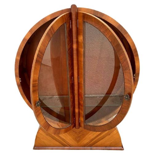 SPECTACULAR ART DECO WALNUT DISPLAY CABINET C1930 - ADDITIONAL PHOTO 1