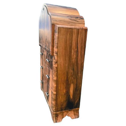 ART DECO BURL WALNUT CLOUD SHAPED WRITING BUREAU ENGLISH C1930 - ADDITIONAL PHOTO 1