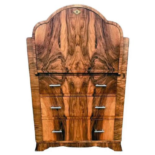 ART DECO BURL WALNUT CLOUD SHAPED WRITING BUREAU ENGLISH C1930 - ADDITIONAL PHOTO 3