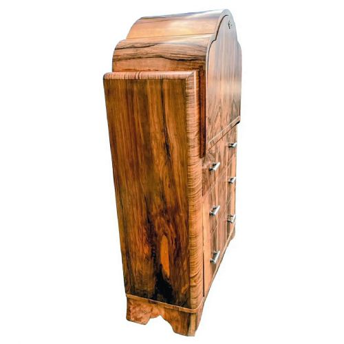 ART DECO BURL WALNUT CLOUD SHAPED WRITING BUREAU ENGLISH C1930 - ADDITIONAL PHOTO 4