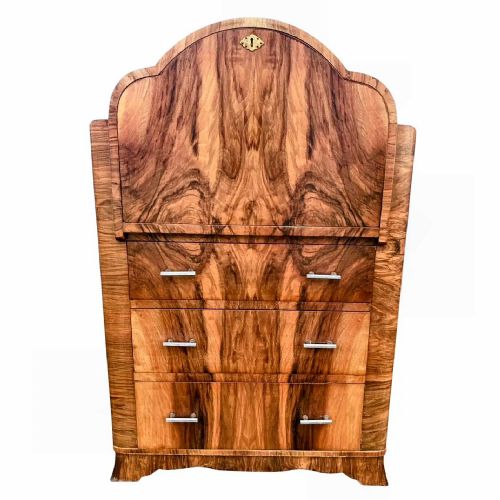 ART DECO BURL WALNUT CLOUD SHAPED WRITING BUREAU ENGLISH C1930 - ADDITIONAL PHOTO 5