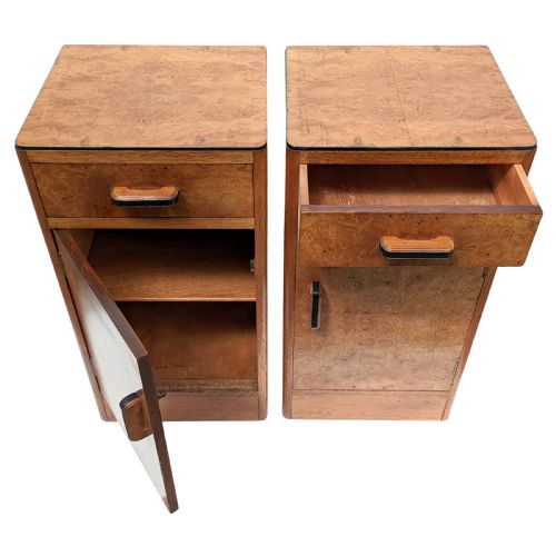 ART DECO PAIR OF BLONDE MAPLE BEDROOM BEDSIDE CABINETS - ADDITIONAL PHOTO 5