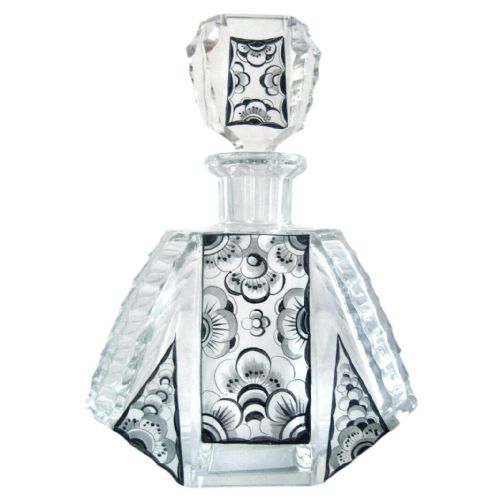 ART DECO CZECH GEOMETRIC CRYSTAL GLASS DECANTER SET BY KARL PALDA C1930'S - ADDITIONAL PHOTO 3