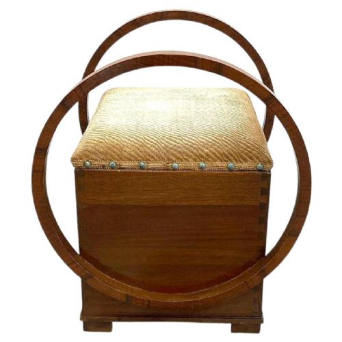 ART DECO WALNUT DRESSING PIANO STOOL WITH STORAGE ENGLAND C1930 - ADDITIONAL PHOTO 3