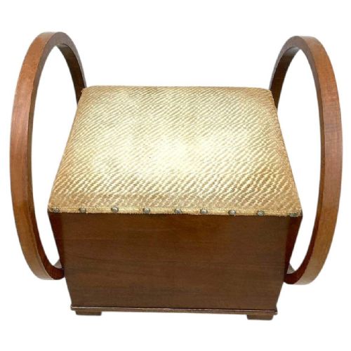 ART DECO WALNUT DRESSING PIANO STOOL WITH STORAGE ENGLAND C1930 - ADDITIONAL PHOTO 6