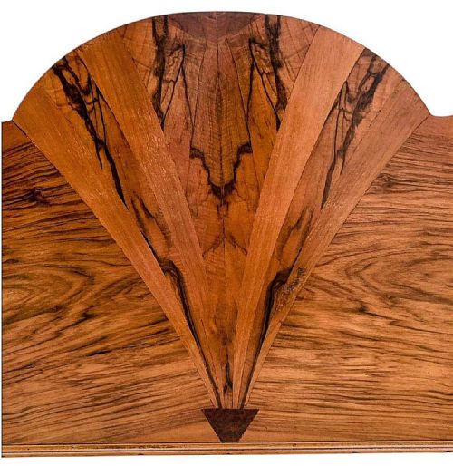 ART DECO FAN SHAPED WALNUT DOUBLE BED 1930 - ADDITIONAL PHOTO 1