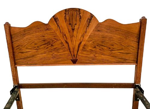 ART DECO FAN SHAPED WALNUT DOUBLE BED 1930 - ADDITIONAL PHOTO 2