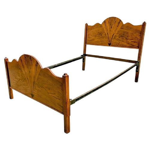 ART DECO FAN SHAPED WALNUT DOUBLE BED 1930 - ADDITIONAL PHOTO 4