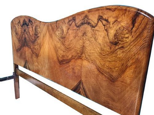 ART DECO HEAVILY FIGURED DOUBLE WALNUT BED C1930 - ADDITIONAL PHOTO 3