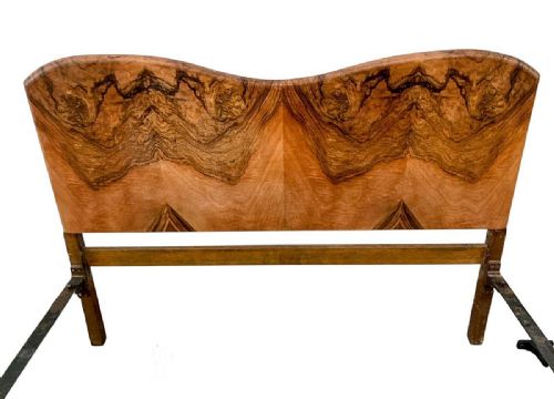 ART DECO HEAVILY FIGURED DOUBLE WALNUT BED C1930 - ADDITIONAL PHOTO 4