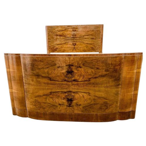 ART DECO FIGURED WALNUT DOUBLE BED C1930'S - ADDITIONAL PHOTO 1