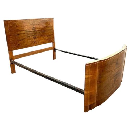 ART DECO FIGURED WALNUT DOUBLE BED C1930'S - ADDITIONAL PHOTO 4