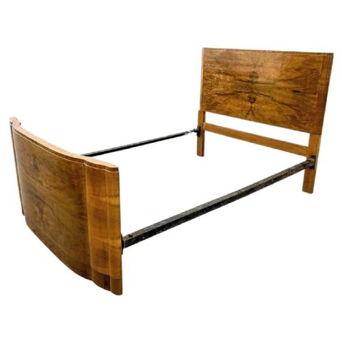 ART DECO FIGURED WALNUT DOUBLE BED C1930'S - ADDITIONAL PHOTO 5