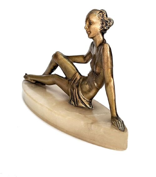 ART DECO SPELTER FIGURINE BY JOSEF LORENZL C1930 - ADDITIONAL PHOTO 4
