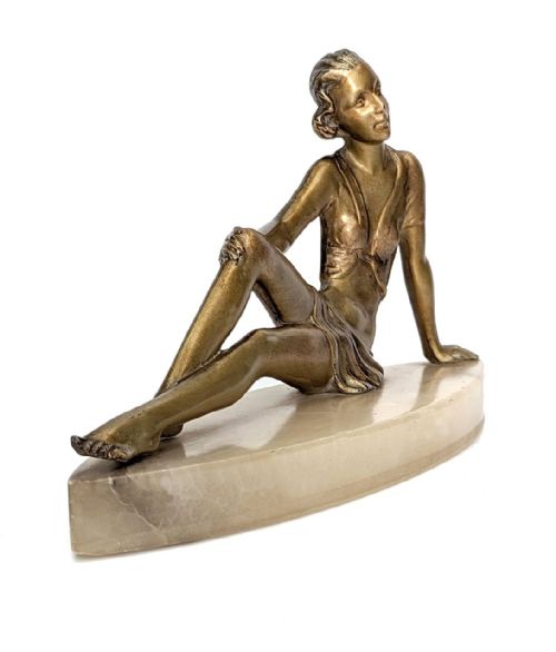 ART DECO SPELTER FIGURINE BY JOSEF LORENZL C1930 - ADDITIONAL PHOTO 5