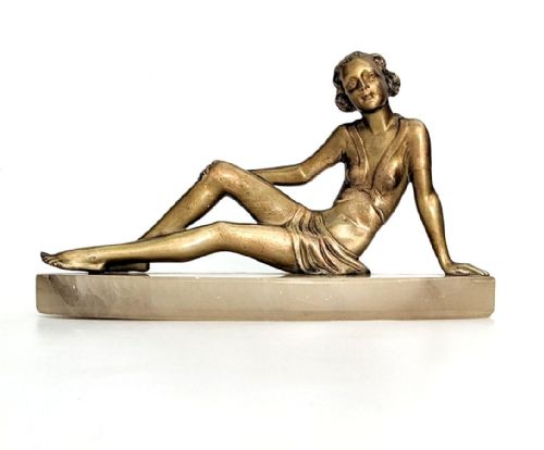 ART DECO SPELTER FIGURINE BY JOSEF LORENZL C1930 - ADDITIONAL PHOTO 6