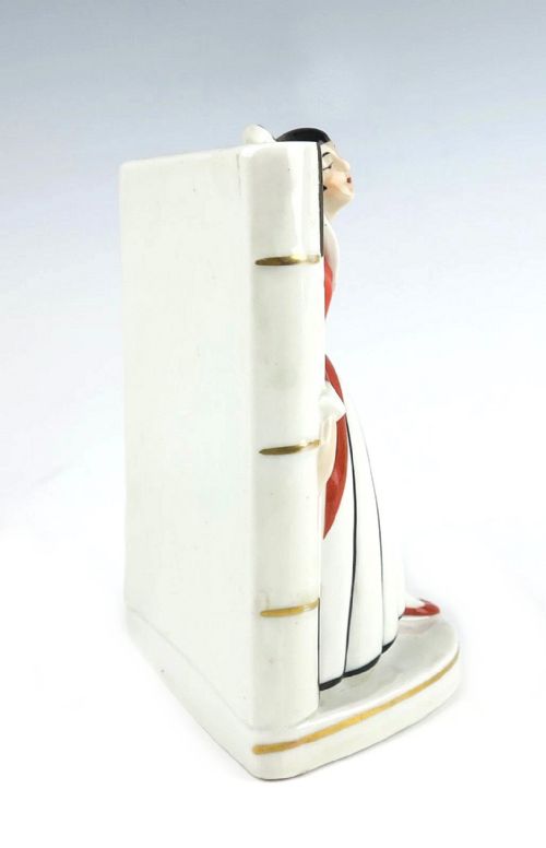 ART DECO PAIR OF CERAMIC BOOKENDS 'PIERROT AND PIERRETTE' C1930 - ADDITIONAL PHOTO 4