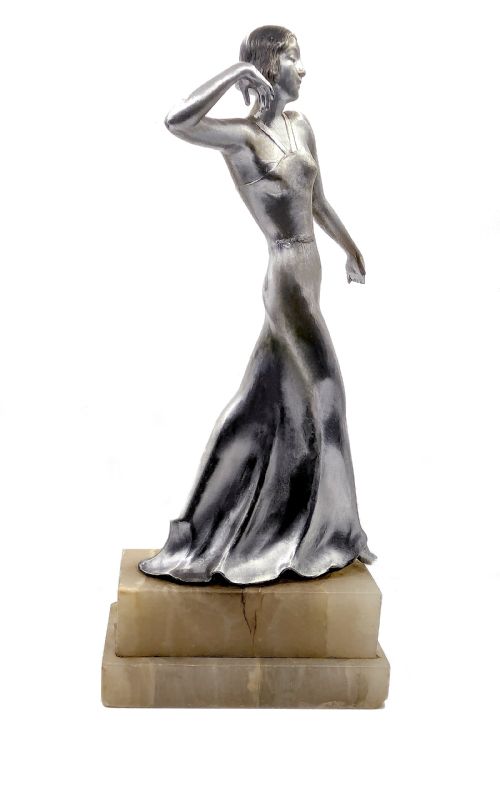 ART DECO SPELTER FIGURINE BY JOSEF LORENZL C1930