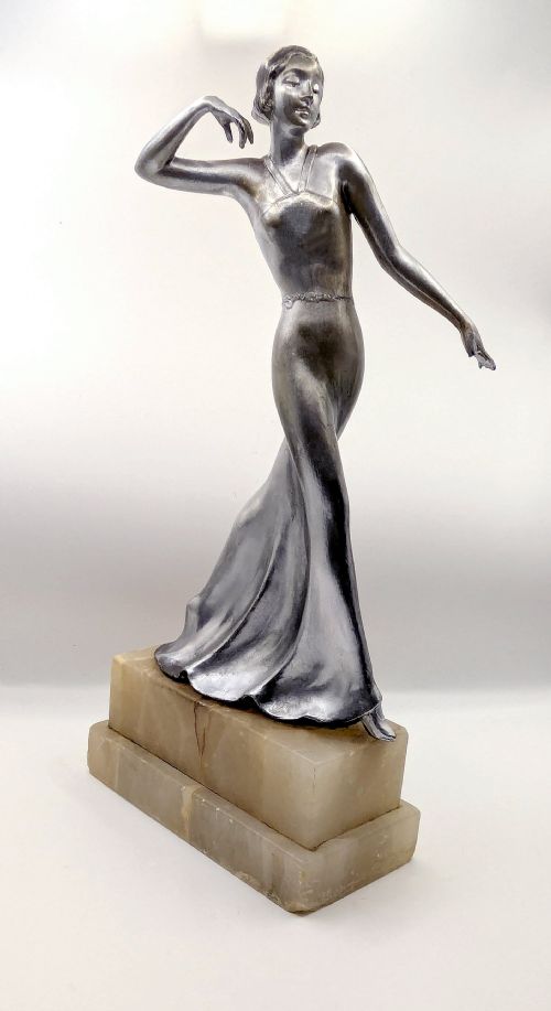 ART DECO SPELTER FIGURINE BY JOSEF LORENZL C1930 - ADDITIONAL PHOTO 1