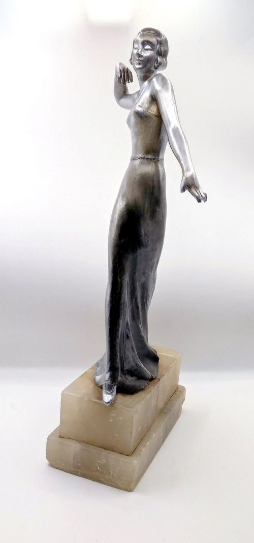 ART DECO SPELTER FIGURINE BY JOSEF LORENZL C1930 - ADDITIONAL PHOTO 2