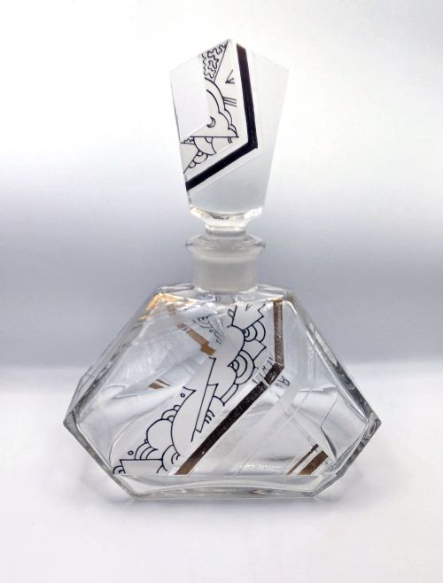 Art Deco Cut Glass Glass Perfume Bottle by Karl Palda, C1930s