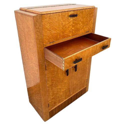ART DECO BIRD'SEYE MAPLE COCKTAIL CABINET C1930S - ADDITIONAL PHOTO 7