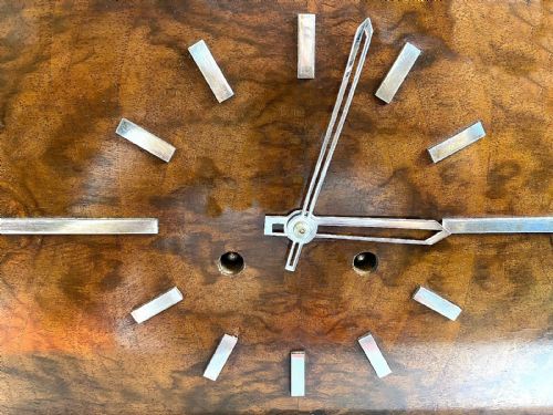IMPRESSIVE LARGE ART DECO WALNUT CHIMING MANTEL CLOCK BY HALLER C1935 - ADDITIONAL PHOTO 1