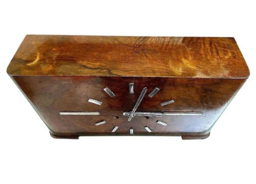 IMPRESSIVE LARGE ART DECO WALNUT CHIMING MANTEL CLOCK BY HALLER C1935 - ADDITIONAL PHOTO 8