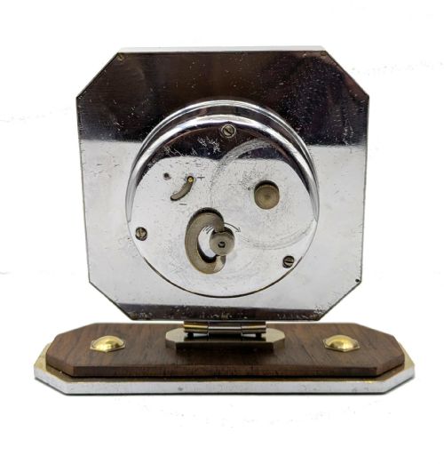ART DECO CHROME 8 DAY DESK CLOCK WITH MAUTHE MOVEMENT FULLY SERVICED C1930 - ADDITIONAL PHOTO 4