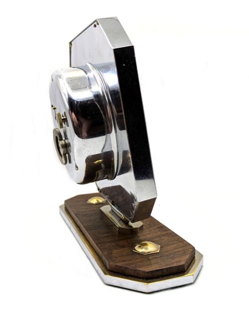 ART DECO CHROME 8 DAY DESK CLOCK WITH MAUTHE MOVEMENT FULLY SERVICED C1930 - ADDITIONAL PHOTO 6