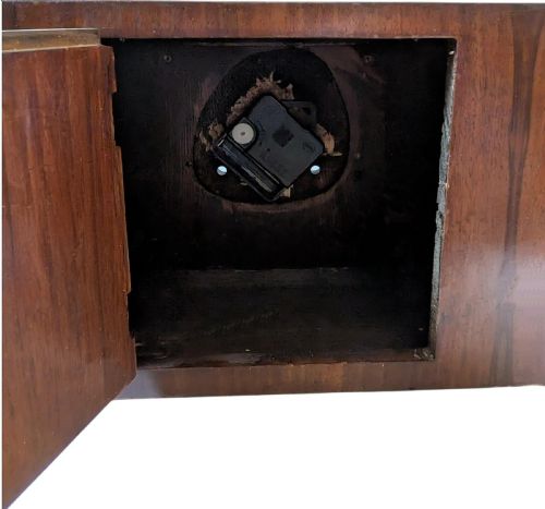 SPECTACULAR LARGE ART DECO WALNUT CHROME MANTLE CLOCK C1930 - ADDITIONAL PHOTO 9