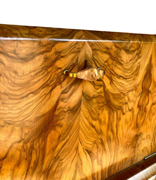 ART DECO FIGURED WALNUT COCKTAIL CABINET ENGLISH C1930 - ADDITIONAL PHOTO 1