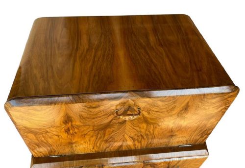 ART DECO FIGURED WALNUT COCKTAIL CABINET ENGLISH C1930 - ADDITIONAL PHOTO 3
