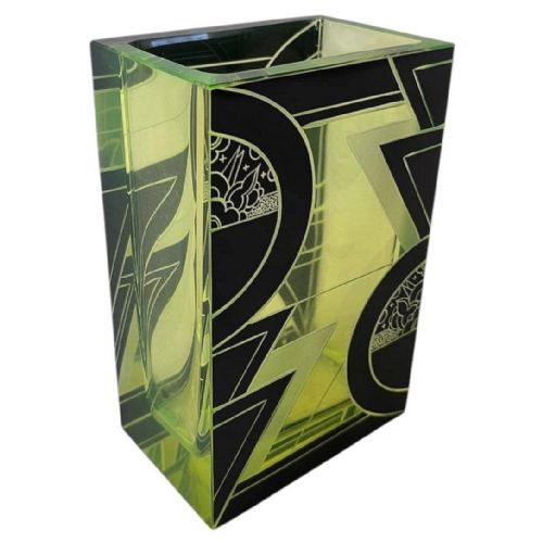SPECTACULAR ART DECO URANIUM GLASS VASE BY KARL PALDA C1930 - ADDITIONAL PHOTO 2