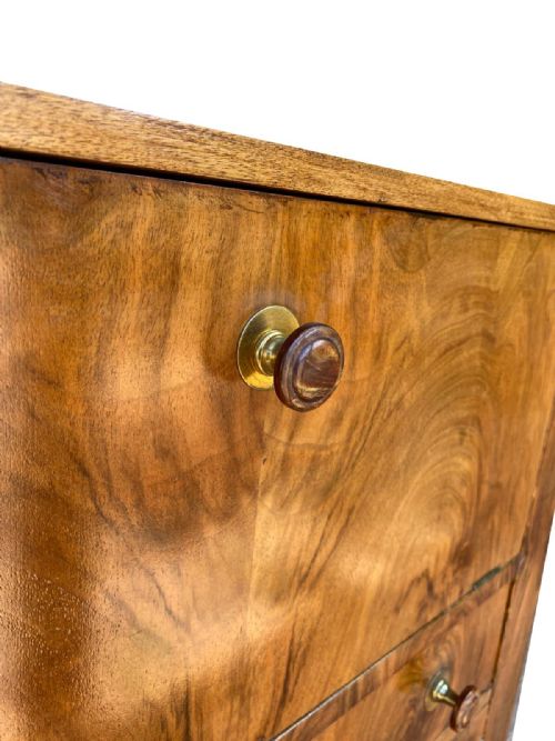 ART DECO FIGURED WALNUT DRY BAR COCKTAIL CABINET ENGLISH C1930 - ADDITIONAL PHOTO 6