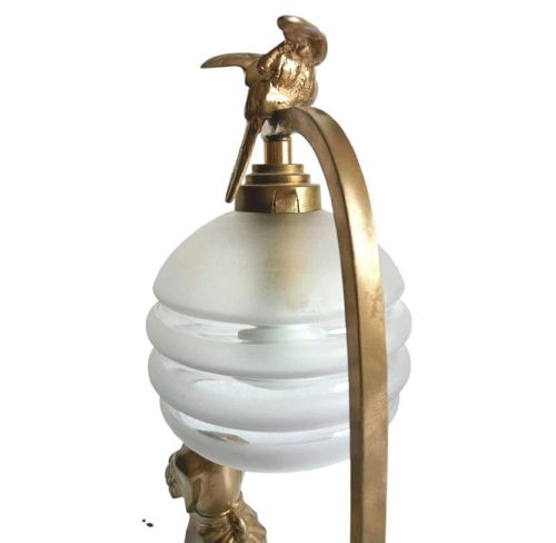 ART DECO FRENCH NOVELTY DOG PARROT TABLE LAMP FRANCE C1935 - ADDITIONAL PHOTO 5