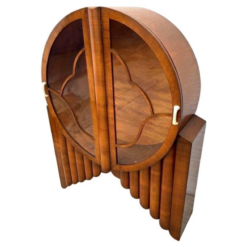 STUNNING ART DECO WALNUT 'ROCKET CABINET' VITRINE ENGLISH C1930 - ADDITIONAL PHOTO 2