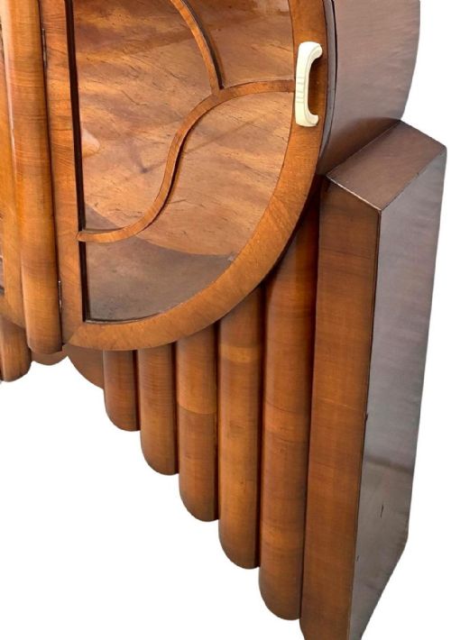 STUNNING ART DECO WALNUT 'ROCKET CABINET' VITRINE ENGLISH C1930 - ADDITIONAL PHOTO 4