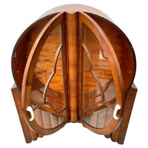 STUNNING ART DECO WALNUT 'ROCKET CABINET' VITRINE ENGLISH C1930 - ADDITIONAL PHOTO 6