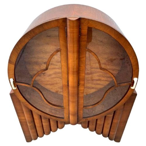 STUNNING ART DECO WALNUT 'ROCKET CABINET' VITRINE ENGLISH C1930 - ADDITIONAL PHOTO 7